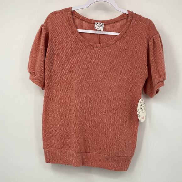 Naif Pink Short Sleeve Textured Soft Shirt Light Weight Sweater NEW Size Small - Picture 7 of 9